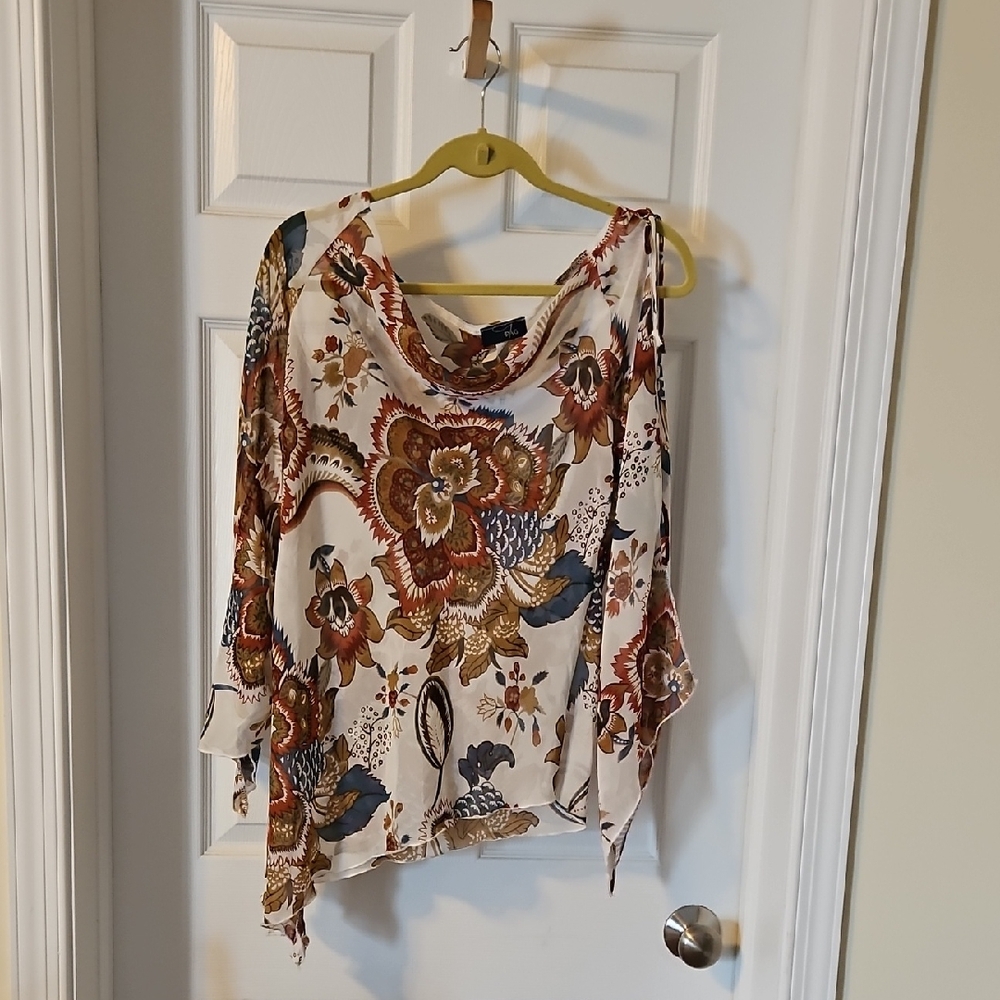 RAG Recycle Blouse with Slit with Asymmetrical V-Hem Size L